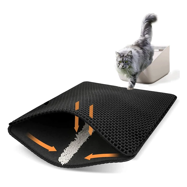 Alfombrilla para arenero de gatos Ycozy - Diseño de panal de doble capa impermeable y fácil de limpiar - 75x55 cm