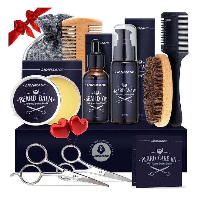 Lionmane Beard Care Kit for Men - Premium Gift Set with Beard Balm Beard Wash 