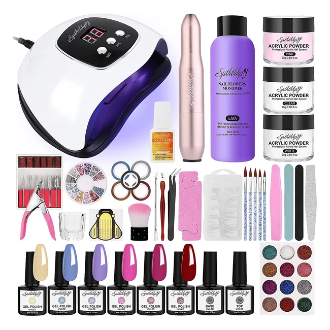 Kit de uñas semipermanentes con lámpara LED de 48W y 62 colores para iniciantes - SPTHTHHPY