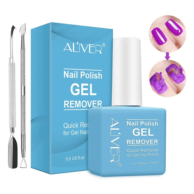 Dissolvant vernis ongles professionnel 15ml - Retire vernis en 35 min sans blesser les ongles - Avec pince cuticules et grattoir vernis