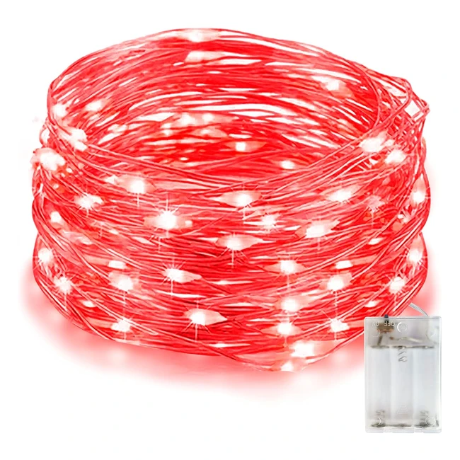 Guirlande Lumineuse LED Rouge 33 Pieds - Décoration Halloween, Noël, Fêtes