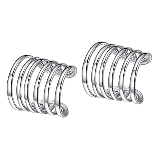 Pendientes de Plata Ley 925 para Mujeres - Set de Ear Cuff sin Perforación para Cartílago - Regalo para Madres y Parejas