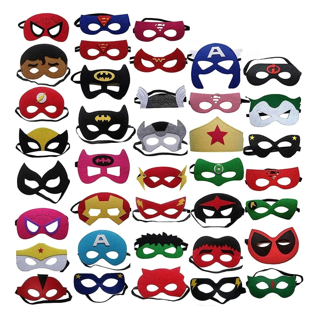 Maschere Supereroi Feltro 38 Pezzi - Ideali per Feste e Cosplay