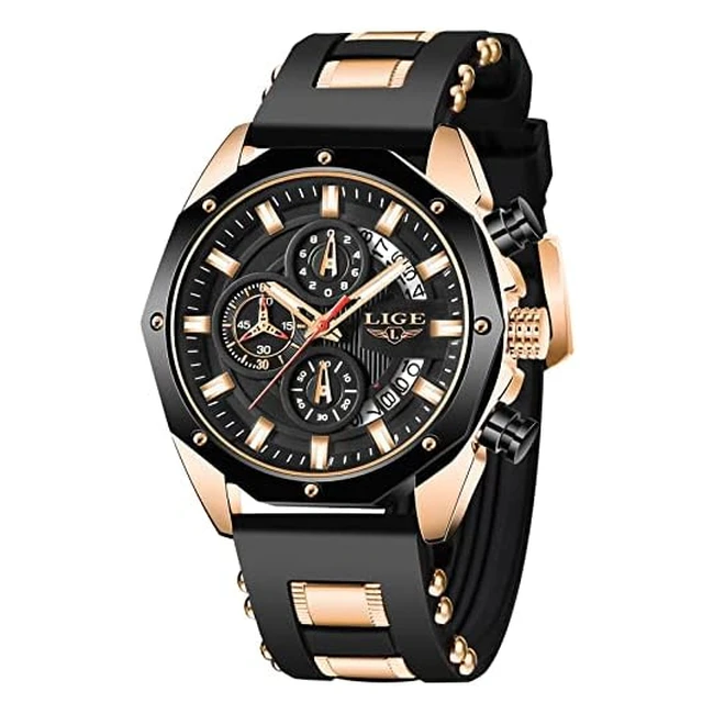 Montre Homme LIGE Chronographe Étanche Quartz Analogique Lumineuse Sport Classique