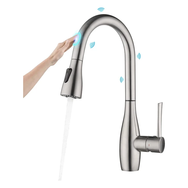 Crea Touch Sensor Kitchen Tap - 360 Swivel, Pull Out Sprayer, Stainless Steel