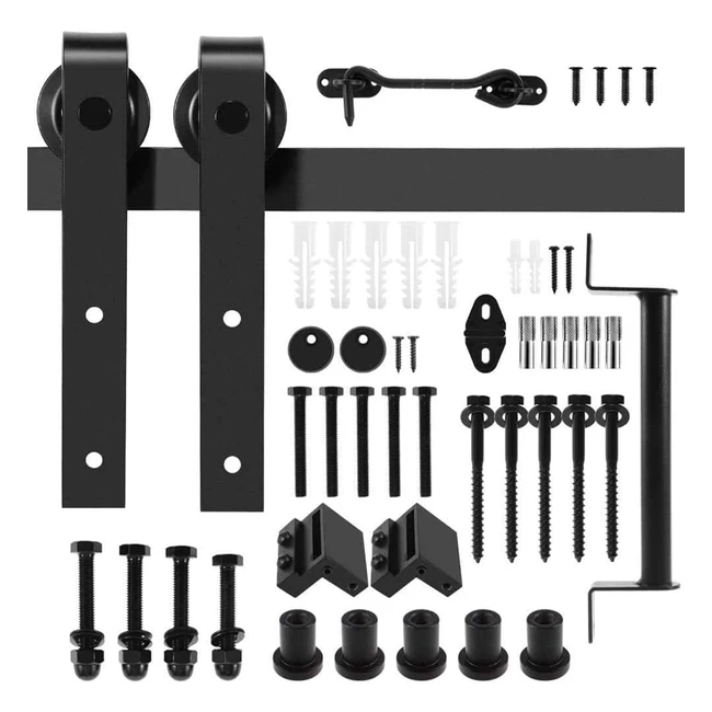 66ft Black Barn Door Hardware Kit with Handle - Smooth  Durable Sliding Track -