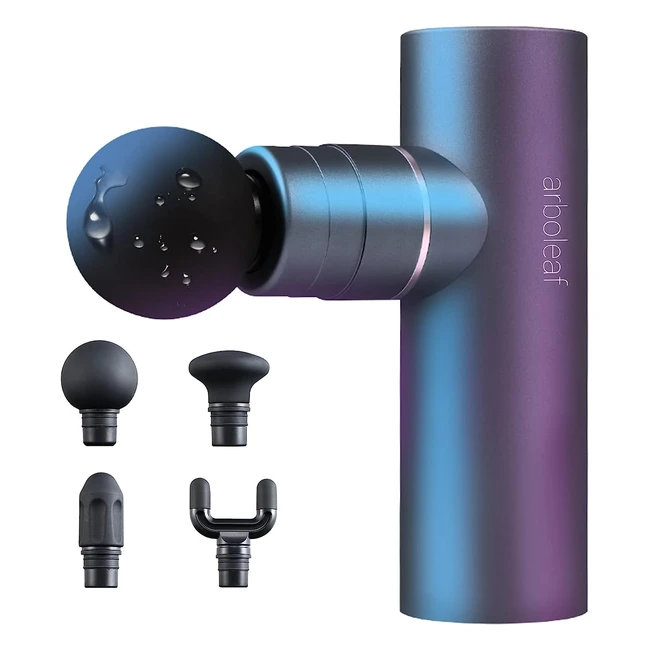 Pistola de Masaje Muscular Arboleaf - 5 Velocidades, 4 Cabezales de Silicona, 047kg, 3200rpm, Bajo Ruido, 2000mAhx3 Baterías, Gris