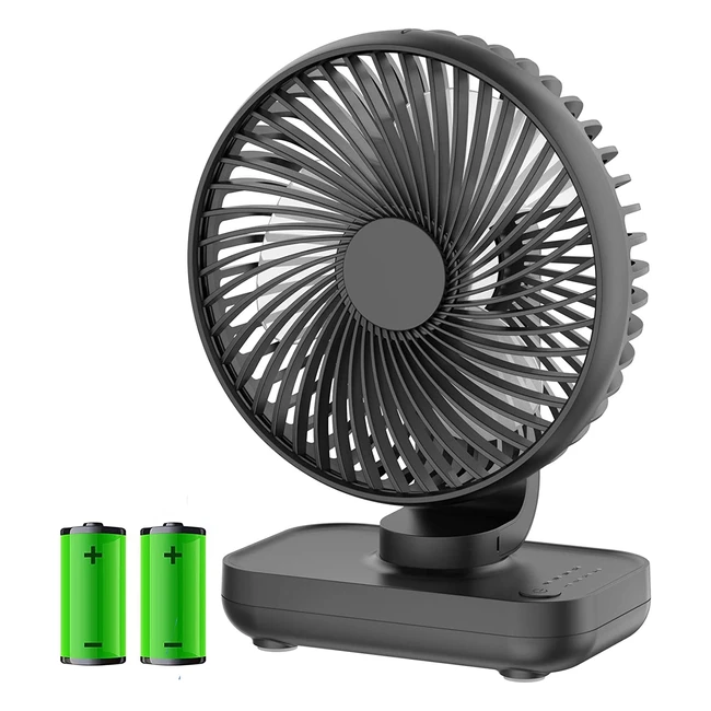 JoneyTech USB Desk Fan - Rechargeable Battery, 4 Speeds, Portable Table Fan for Home, Office, Bedroom and Outdoor
