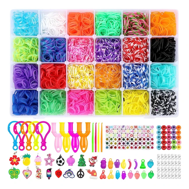 Kit Elastici per Braccialetti Fai da Te - 5000 Passanti in Gomma, 24 Colori, Accessori Vari