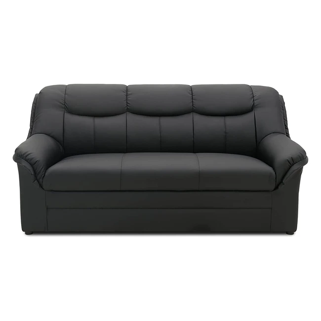 Domo Collection Sofa Berlin - Klassische Polstergarnitur mit Federkern - Schwarz