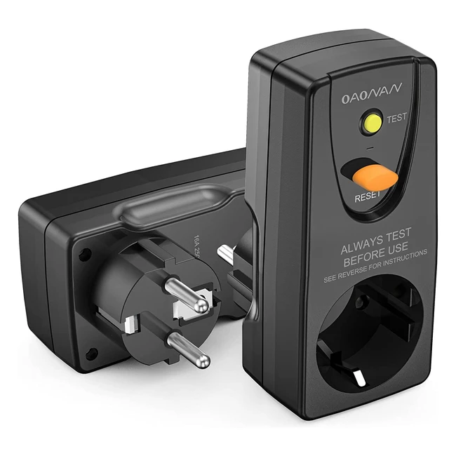 OAONAN FI Schutzschalter Steckdose - Fehlerstrom Schutzschalter Stecker - Personenschutzadapter - Schutzkontaktstecker für Haushalt, Gerte, Werkzeuge, Außen
