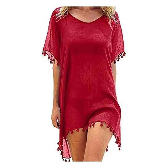 Voqeen Chiffon Beachwear Women's Tassel Bikini Cover Up - Sun Protection, Stylish Design, One Size Fits Most