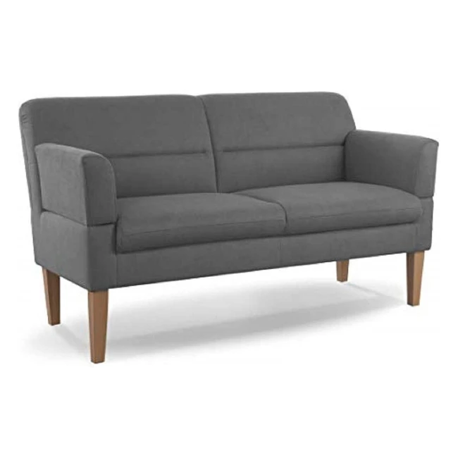 Cavadore Kira Küchensofa, 2,5-Sitzer, Flachgewebe grau, inkl. verstellbarer Armlehnen und Soft Clean - 168x94x81cm