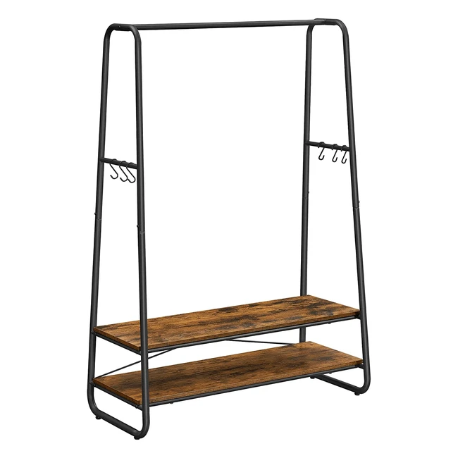 Portant à vêtements Vasagle avec 2 étagères et 6 crochets en s - Marron rustique et noir RGR112B01