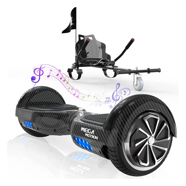 Mega Motion Hoverboards mit Sitz und Hoverkart - 65 Zoll, Bluetooth-Lautsprecher und LED-Leuchten - Geschenk für Kinder