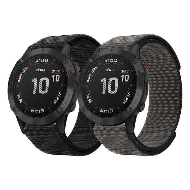 Cinturino Yaspark per Fenix 6X/6X Pro/5X/5X Plus/7X/7X Solar/7X Sapphire Solar/3/3 HR - Nylon ad Asciugatura Rapida