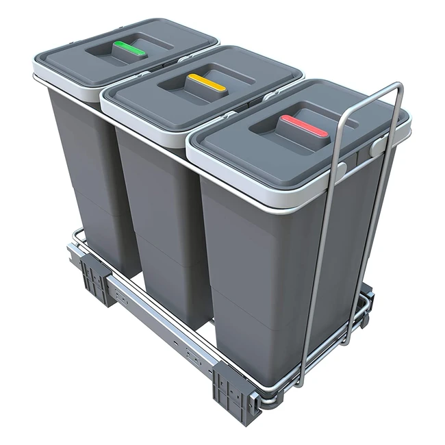 Cubo de basura Elletipi Ecofil PF01 34A3 con base diferenciada extraíble de plástico y metal gris - 23x45x36cm