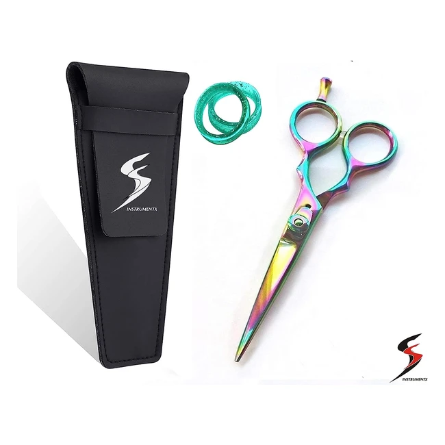 Katx Titanium Hair Scissors - Professional Barber Salon Scissors with Convex Edge and Detachable Finger Rest