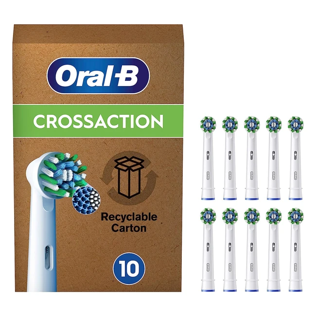 OralB Pro CrossAction Elektrische Zahnbürstenköpfe 10er Packung - Reinigung mit X-Borsten - Originalzubehör für OralB Zahnbürsten