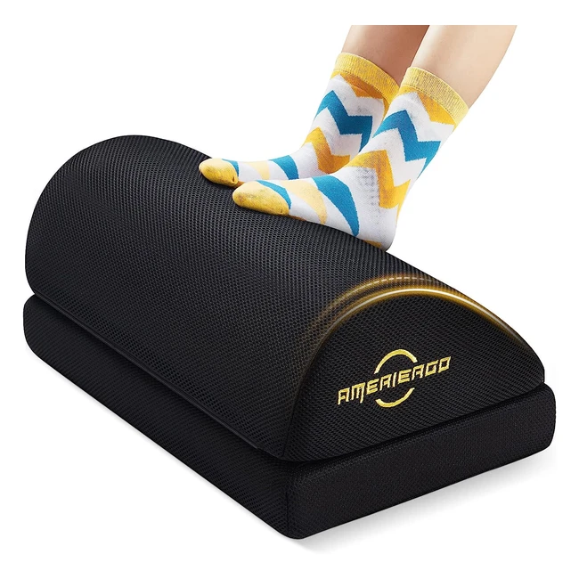 Ameriergo Adjustable Foot Rest - Ergonomic Non-Slip 2 Heights Breathable Cove