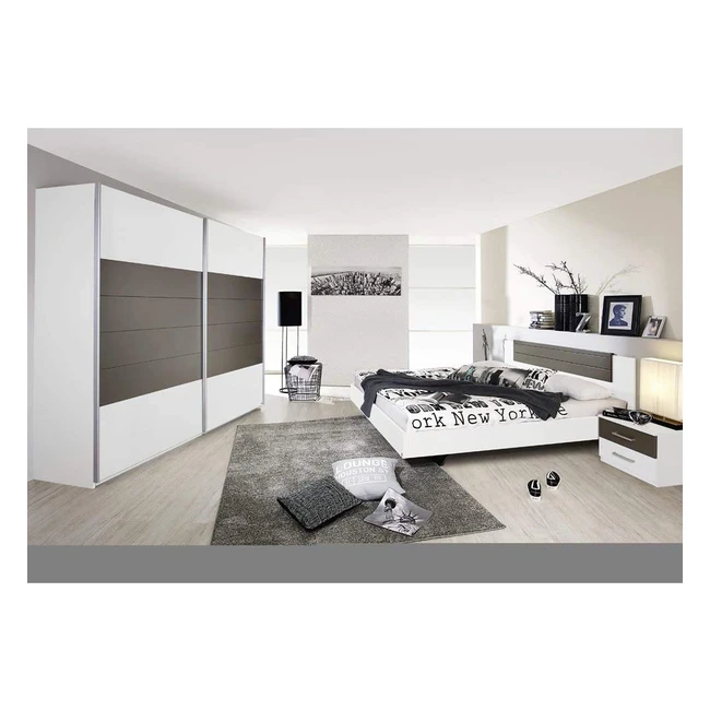 Rauch Mbel Schlafzimmer WeiLavagrau Bett 160x200cm 2 Nachttische Schwebe