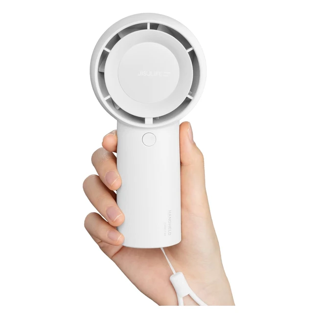 Ventilador de mano Jisulife Turbo 16h Max, portátil y recargable USB con 5 velocidades - Blanco