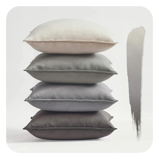 Lot de 4 housses de coussin en velours doux pour canapé, chambre, salon, jardin, lit - Style bohème moderne - Gris beige dégradé 40x40 cm