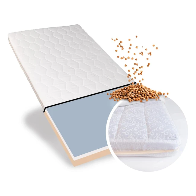 Alcube Kinder Duo Matratze aus Buchweizen und Naturlatex | Antiallergie Matratze für Babybett oder Kinderbett | Weiß | 90x200cm