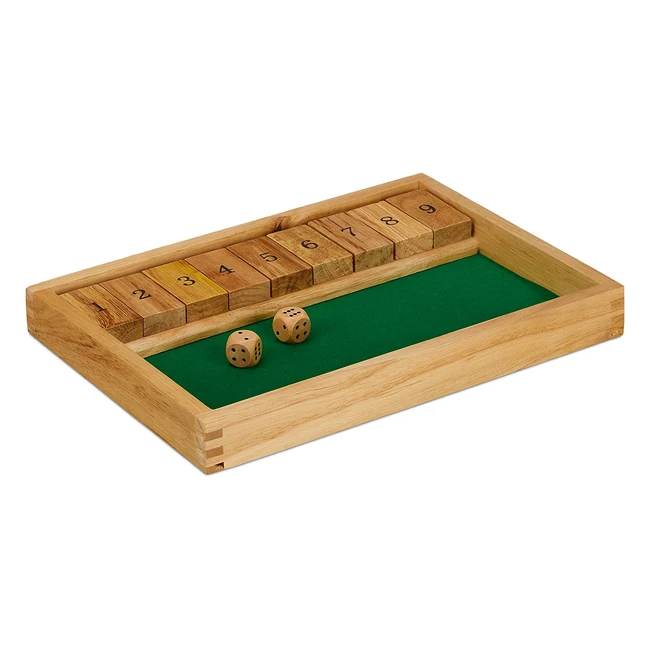 Jeu de société Relaxdays Shut the Box - Lot de 2 cubes en bois naturel/vert pour min. 2 joueurs - Version allemande