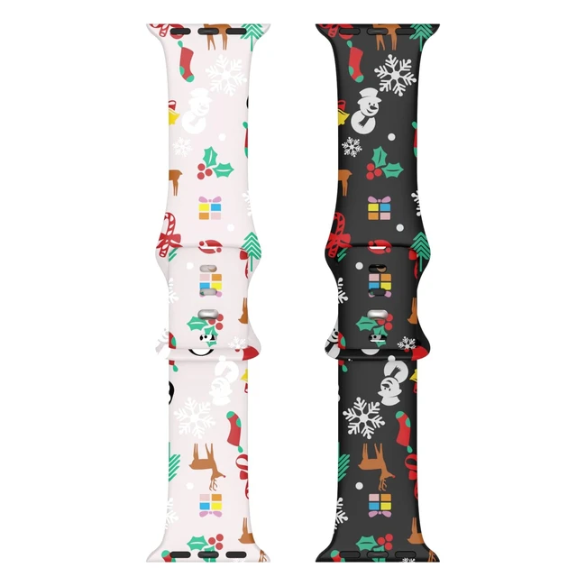 Adepoy Christmas Strap for Apple Watch - Soft Silicone Sport Wristbands with Classic Clasp - Series 8 Ultra SE 7 6 5 4 3 2 1