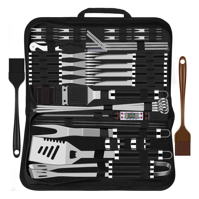 Juego de Utensilios para Barbacoa de 38 Piezas de Acero Inoxidable con Bolsa de Transporte - Grilliance
