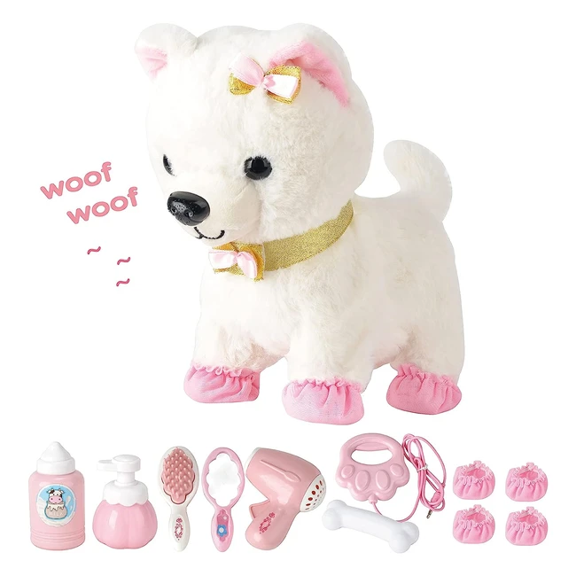 Chien électronique interactif pour animaux de compagnie avec laisse et accessoires - Jouet pour enfants de 3 à 6 ans