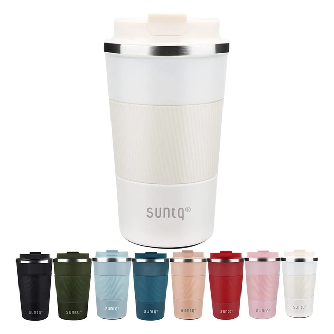Suntq Reusable Coffee Cup Travel Mug - Leakproof Insulated Stainless Steel - H