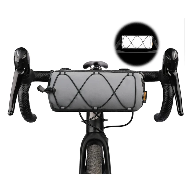 Sac de guidon de vélo Rhinowalk - Rangement professionnel pour cadre de vélo - Gris réfléchissant