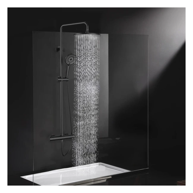 Colonne de douche thermostatique Rainsworth 250mm 3 jets - Haute pression et réglable en hauteur - Mitigeur noir