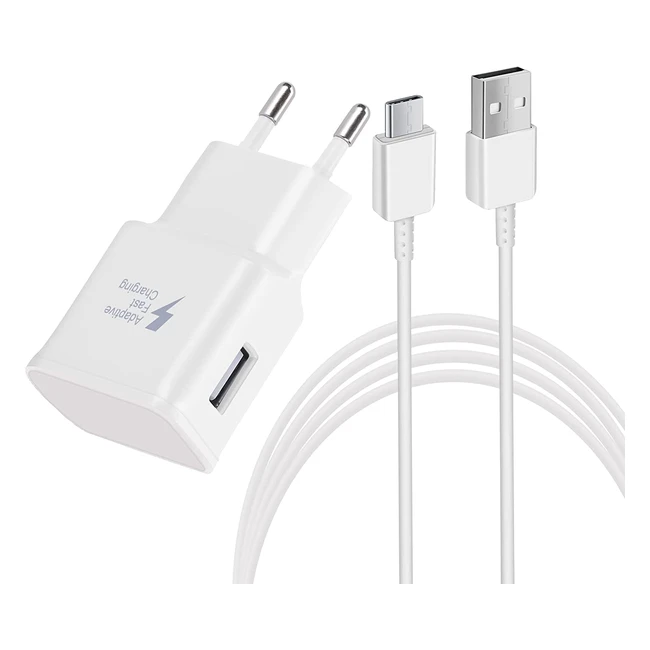 Chargeur rapide USB Type-C pour Samsung Galaxy S10/S9/S8/S20/A10 avec fonction de charge rapide et câble de 1,5m
