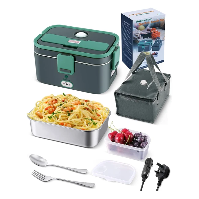Andmenow 70W Electric Lunch Box2023 - Portable Food Warmer Container for Car and Home Office with Carry Bag and Utensils