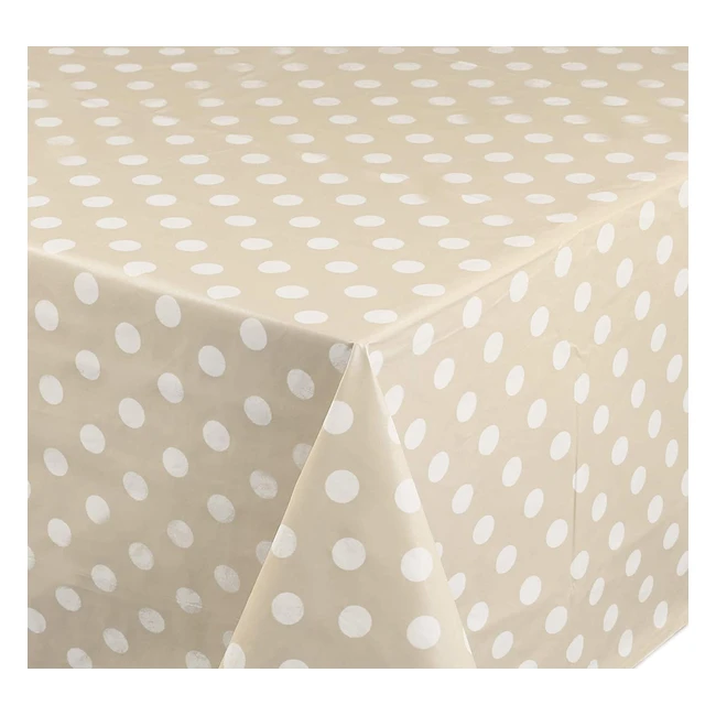 Direct Home Rectangular PVC Oilcloth Table Cover 140cm x 180cm - Polka Dot Beige