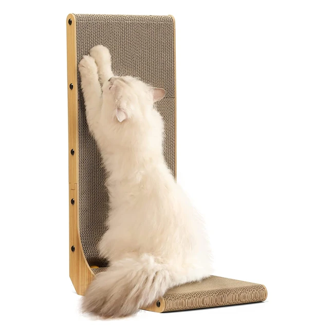 Planche à gratter pour chat Fukumaru en forme de L de 68 cm avec jouet balle - Protégez vos meubles