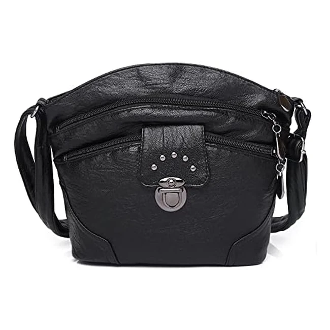 Hanaso Ladies Crossbody Bag - Soft Leather Multi-Pocket Adjustable Strap