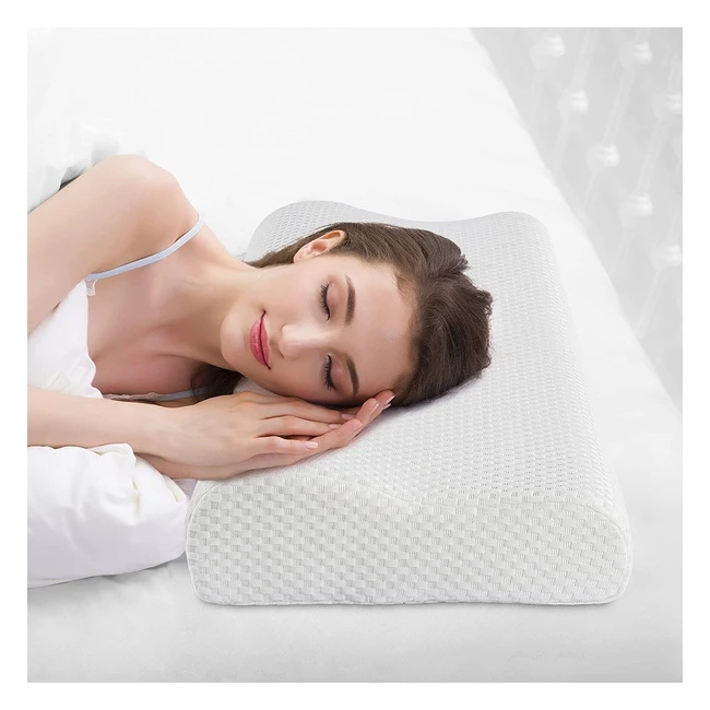 Oreiller ergonomique à mémoire de forme pour cervicales - Anti-douleur et réglable en hauteur - Housse lavable - 70x40x11cm