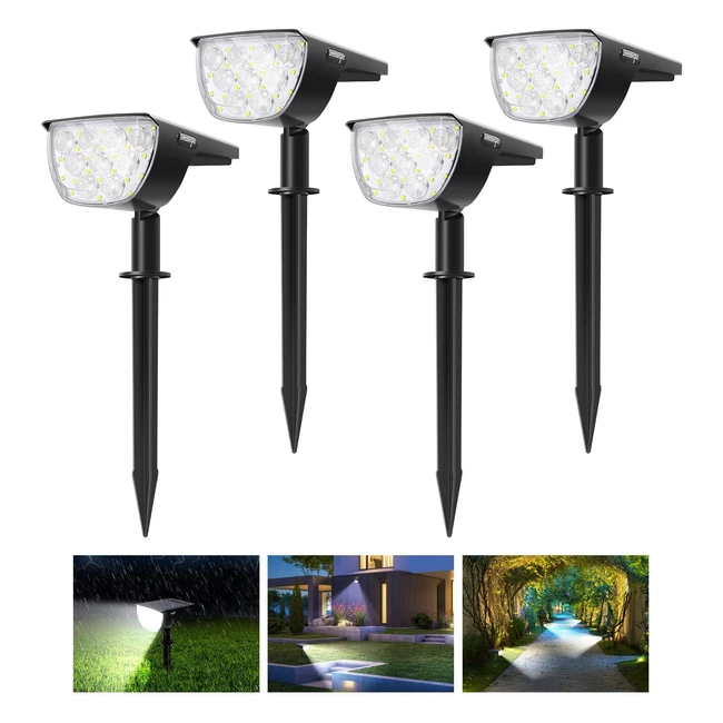 Luces solares LED exterior Innosinpo - 4 pack 30 LED, alta potencia con lente de brillo ajustable para jardín, carril y patio