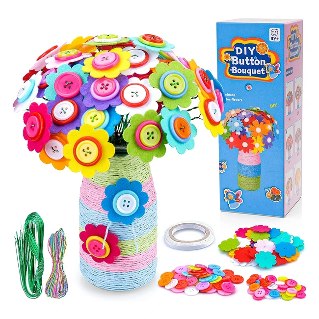 Kit creativo per bambini dai 6 ai 10 anni - Bouquet di bottoni fai da te