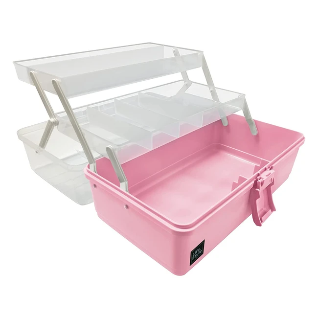 Calogy Craft Organizers & Storage Box - 13 Inch 3 Layers Multifunctional Plastic Sewing Box with Handle & 7 Compartments