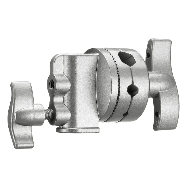 Impugnatura Neewer 6cm con Testa Girevole e Adattatore per Lampada - Adatta per Bracci di Estensione e Altro - Argento