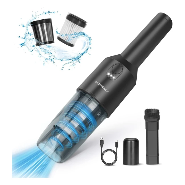 Aspiradora de mano inalámbrica Aigostar 50W USB-C ligera y potente con gran capacidad de succión - Incluye boquilla y cepillo 2 en 1 KEITH
