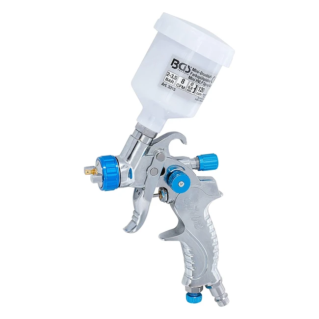 Mini Pistola de Pintura BGS 3315 - Carcasa de Aluminio, Boquilla de Acero Inoxidable 0.8mm, Consumo de Aire 113L/min