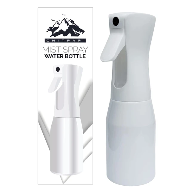 Chitpari Continuous Fine Mist Spray Bottle 300ml - Reusable & Refillable for Hair Styling, Cleaning, Gardening, Pets, & More
