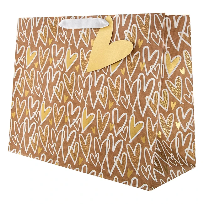 Grand sac cadeau multioccasion Hallmark motif cœur en papier kraft - Réf. 1234