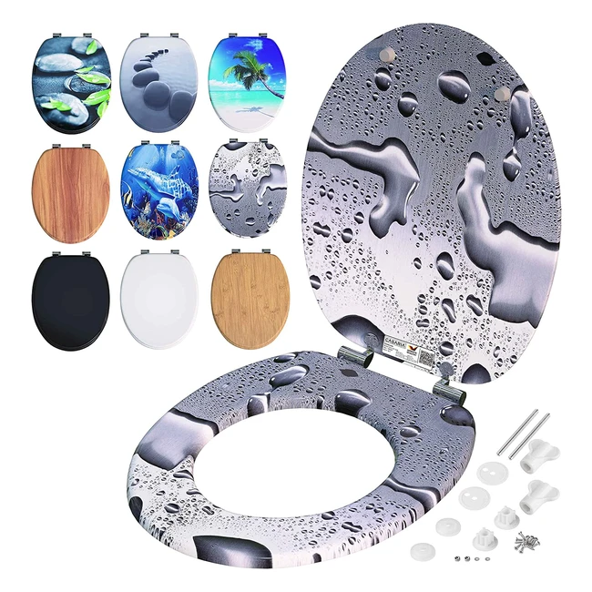 Casaria WC Sitz mit Doppel-Absenkautomatik, MDF Holzkern, hygienischen, rostfreien Scharnieren, bis 175kg belastbar